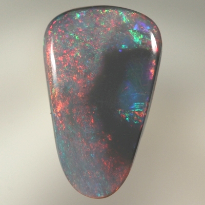 SOLID BLACK OPAL Bright red with green surrounded by black opal